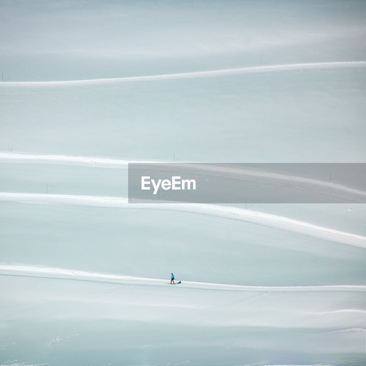 High angle view of person by sea against sky