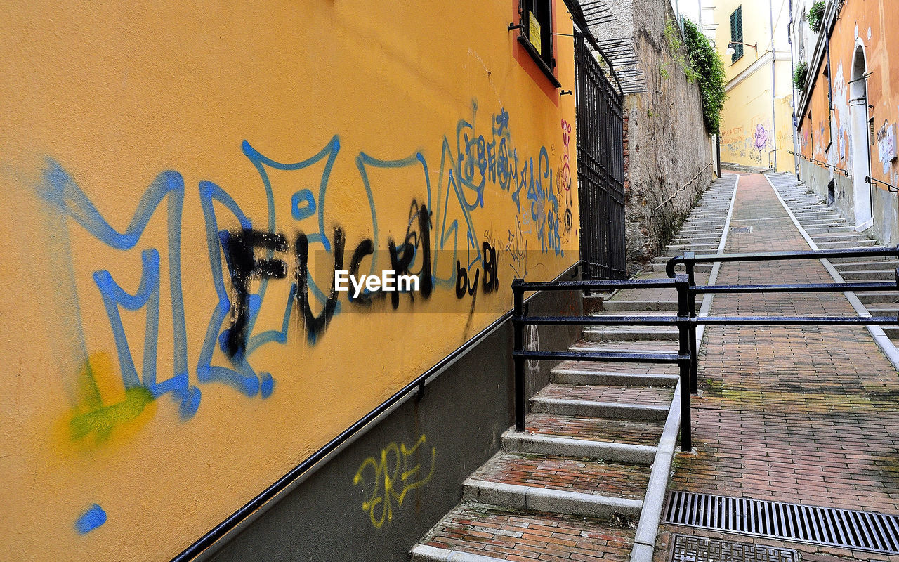 CLOSE-UP OF TEXT WRITTEN ON WALL