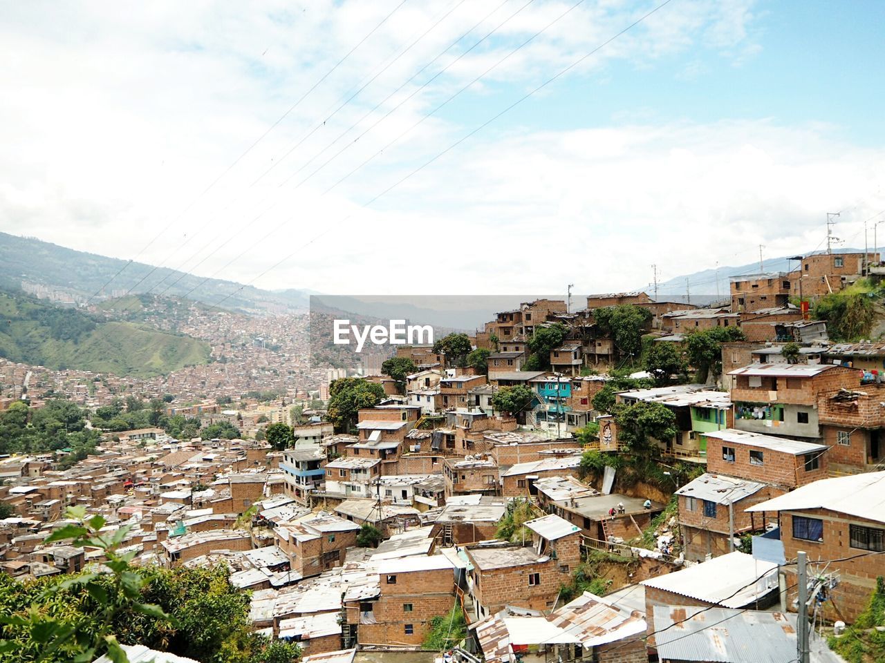 High angle view of townscape against sky