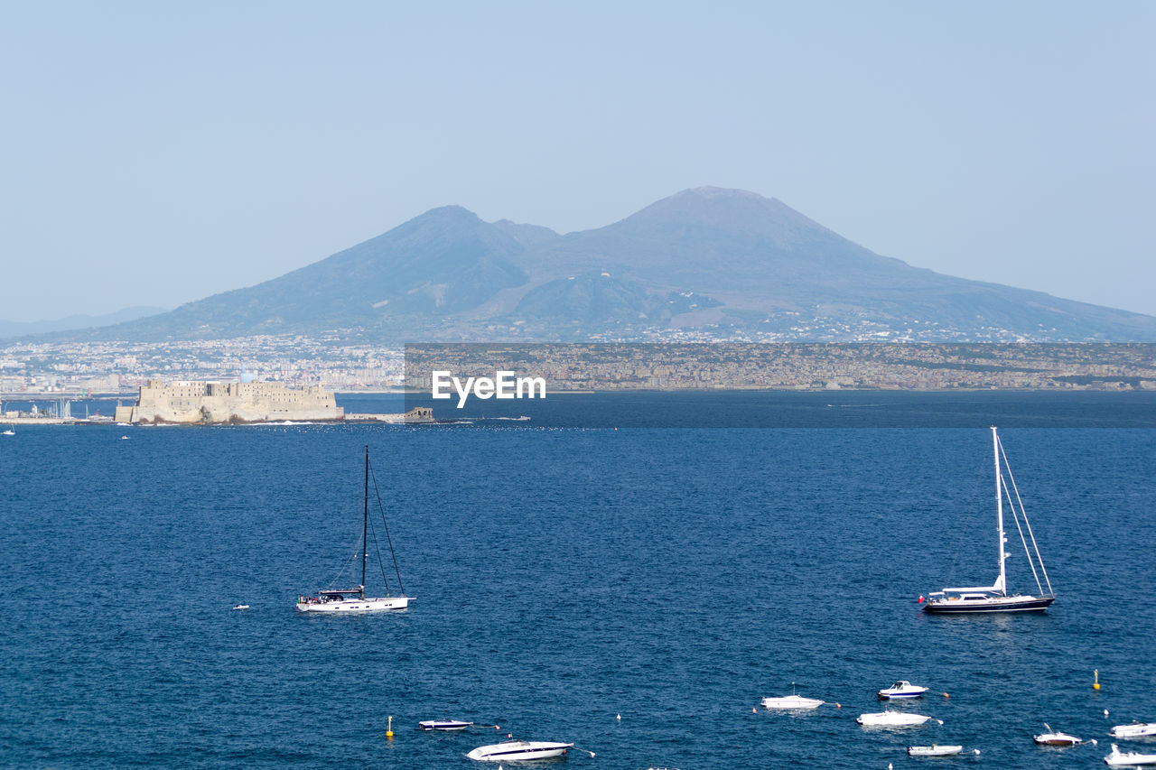 A view from high point of posillipo. vesuvius on background.