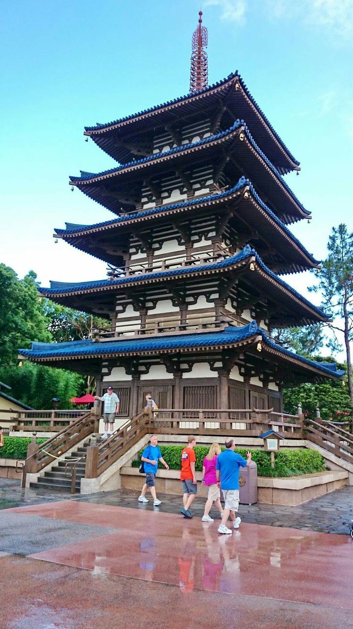 Low angle view of temple against sky