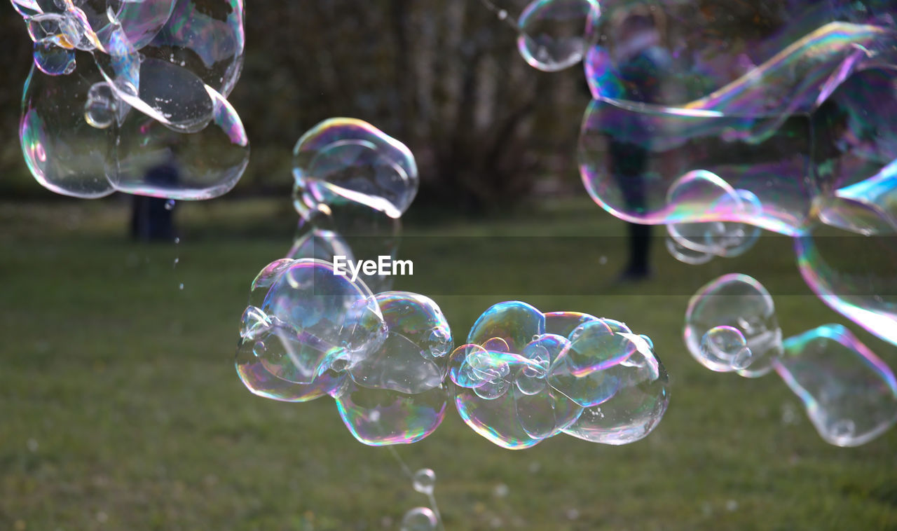 close-up of bubbles in mid-air