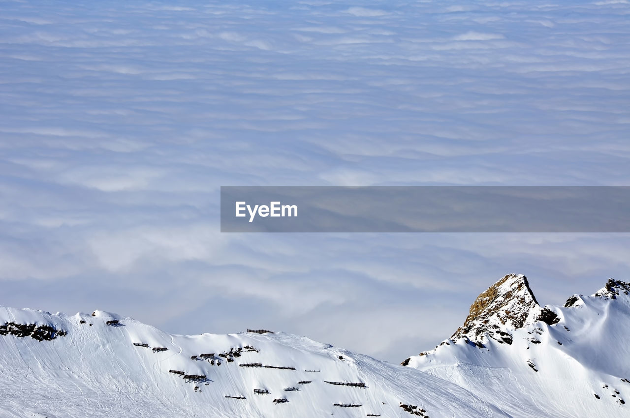 Snow covered mountains against sky