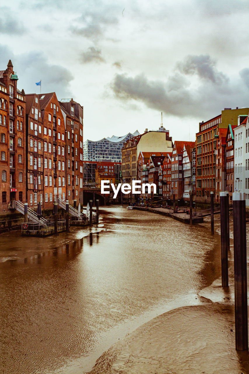 CANAL AMIDST BUILDINGS AGAINST SKY