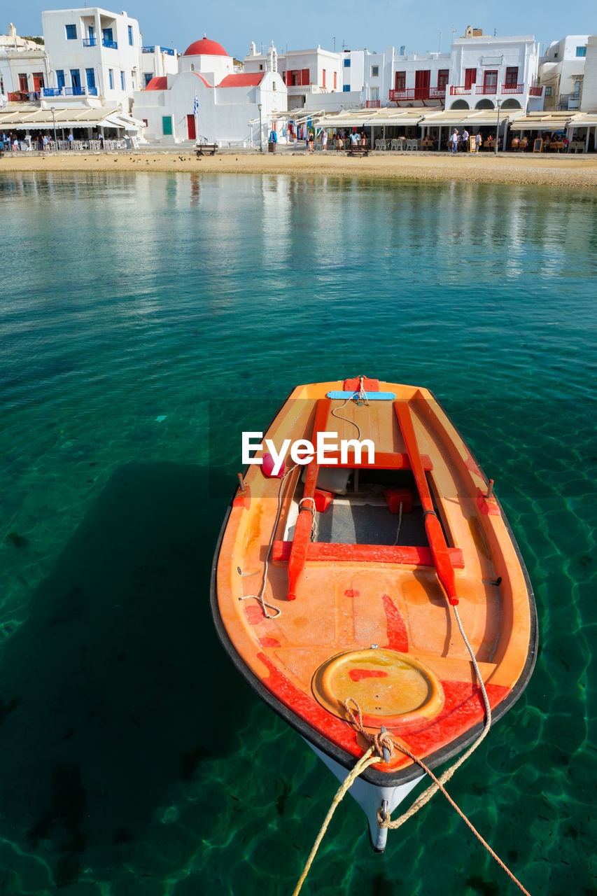 high angle view of boat in sea