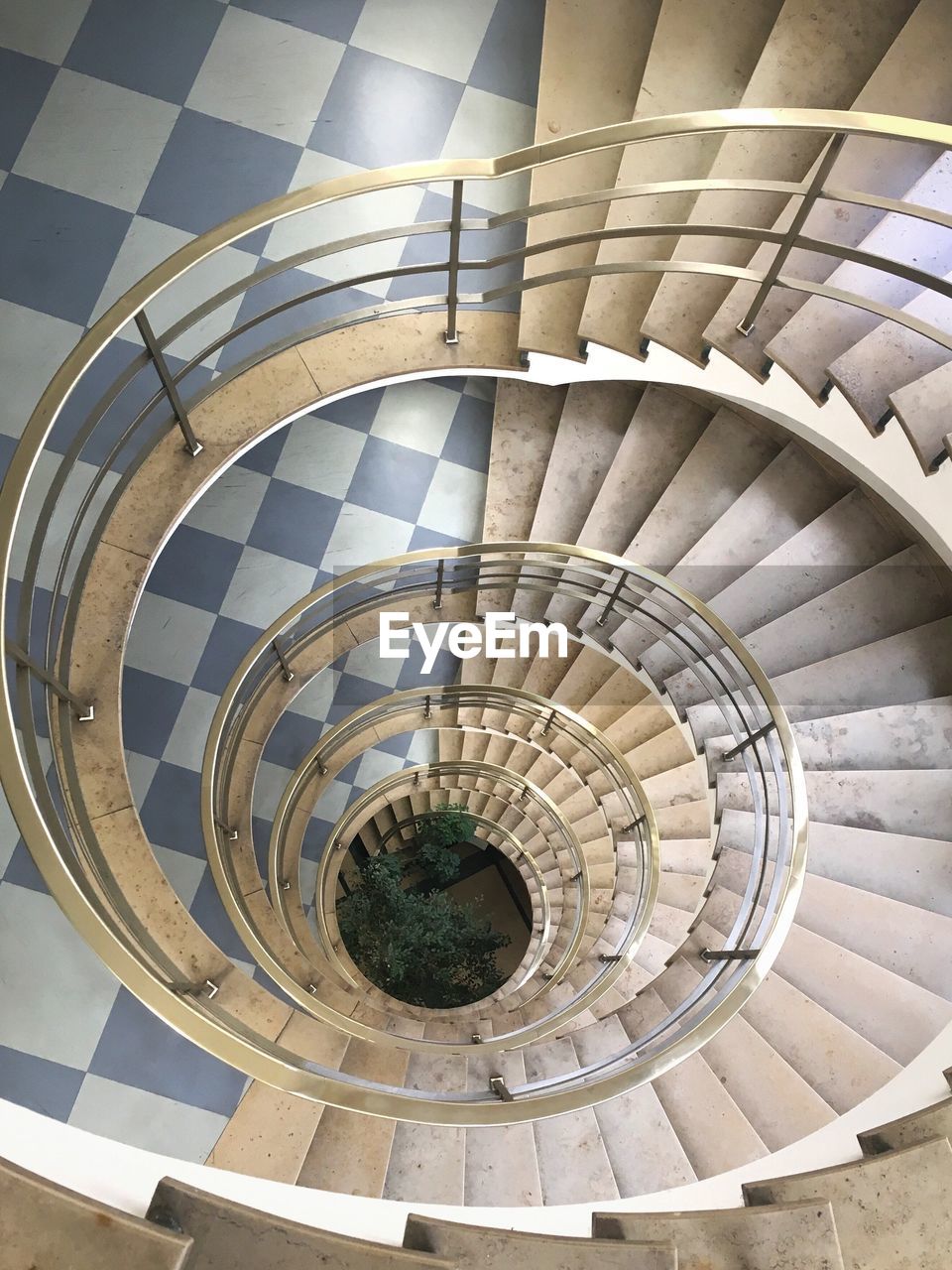 HIGH ANGLE VIEW OF SPIRAL STEPS