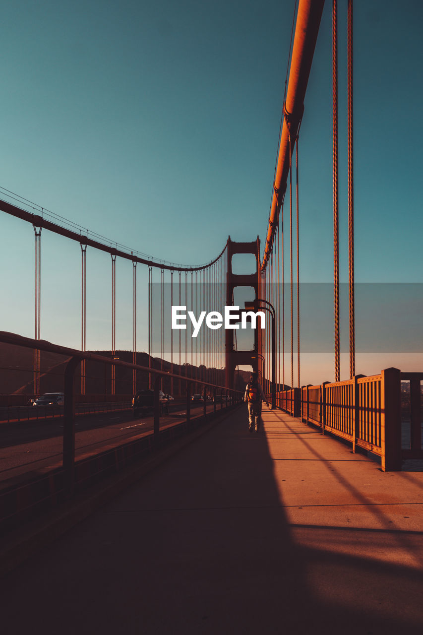 Suspension bridge against clear sky