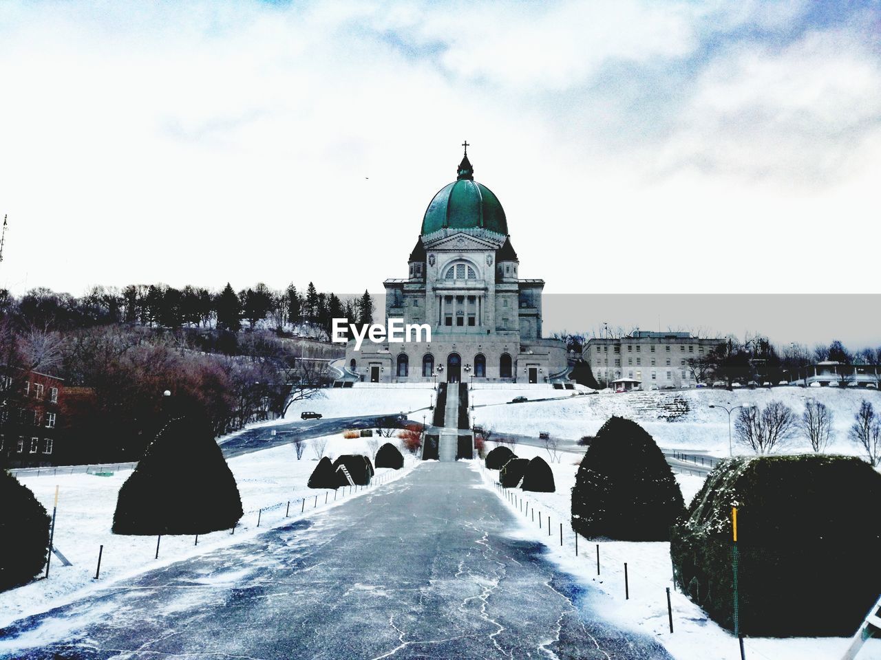 VIEW OF BUILDING IN WINTER