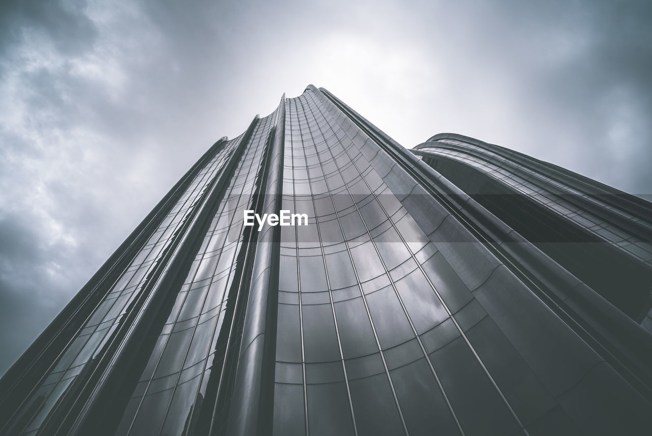 Low angle view of modern building against sky