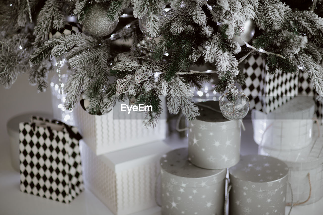 Close-up of christmas decoration hanging on tree