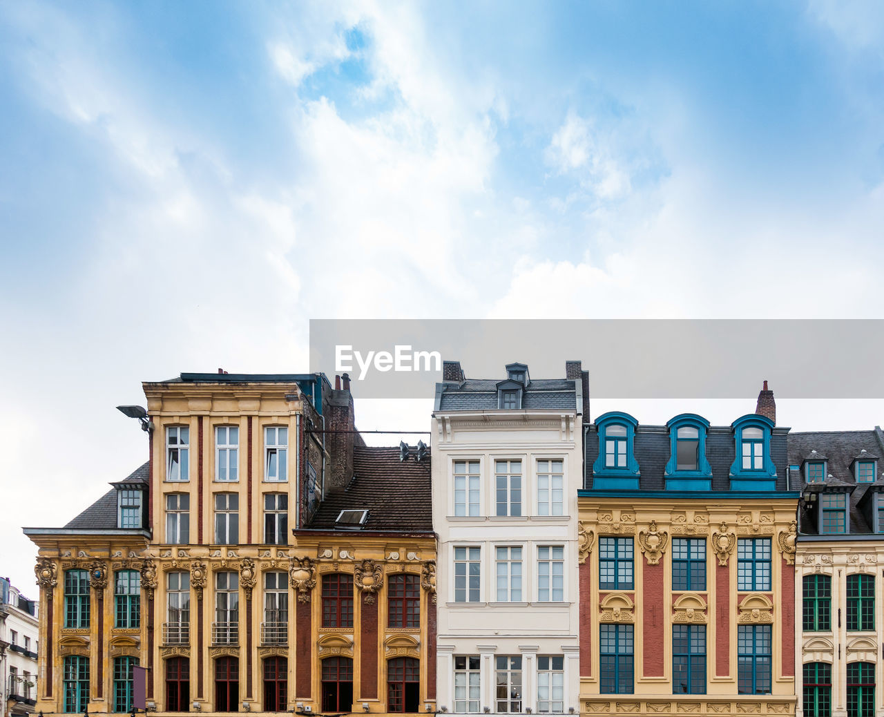 Low angle view of residential buildings against sky