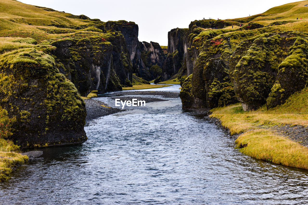 Scenic view of fjaðrárgljúfur canyon in iceland 