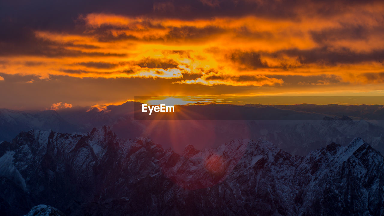 Scenic view of landscape against sky during sunset