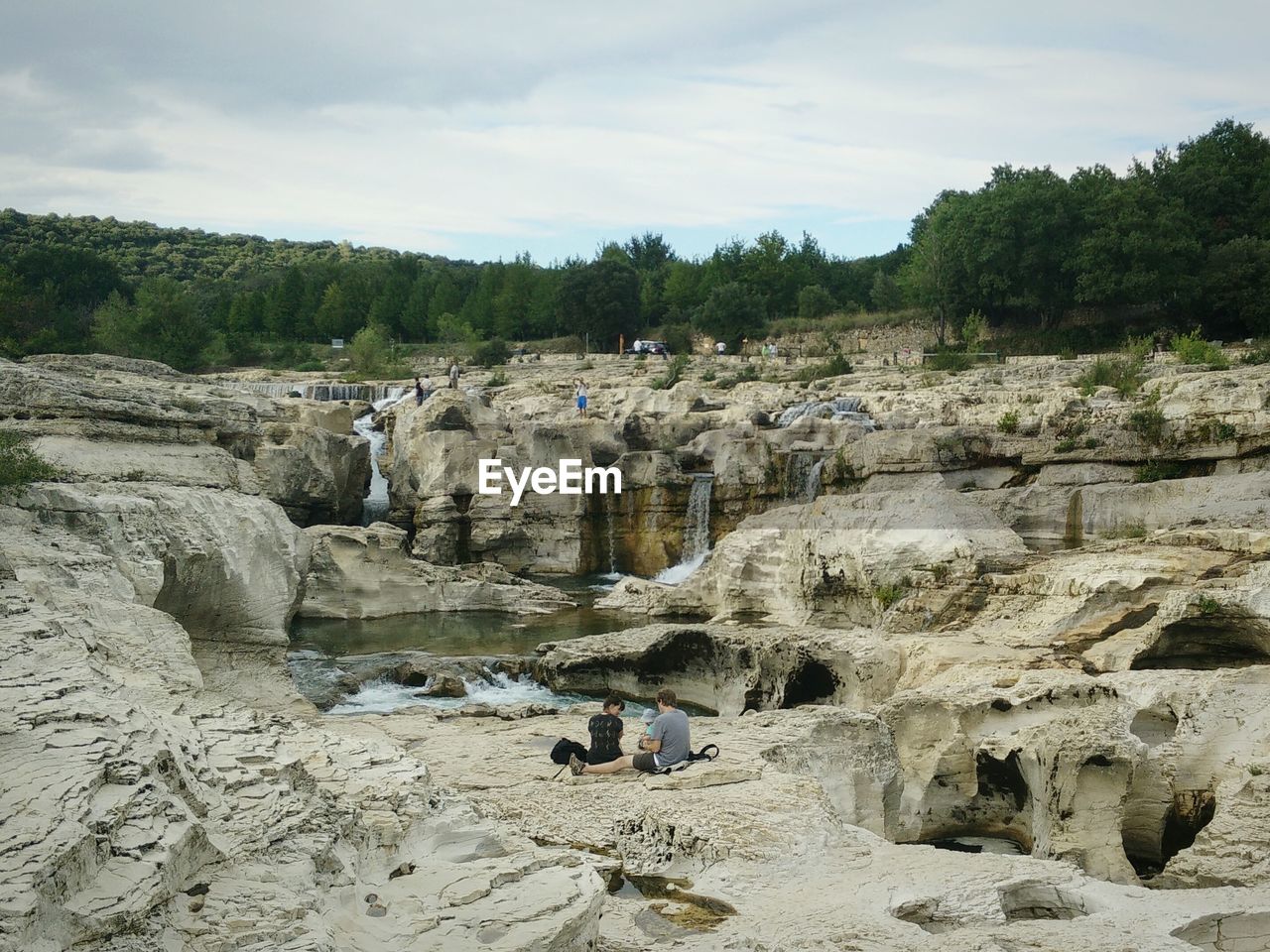 High angle view of people enjoying waterfalls