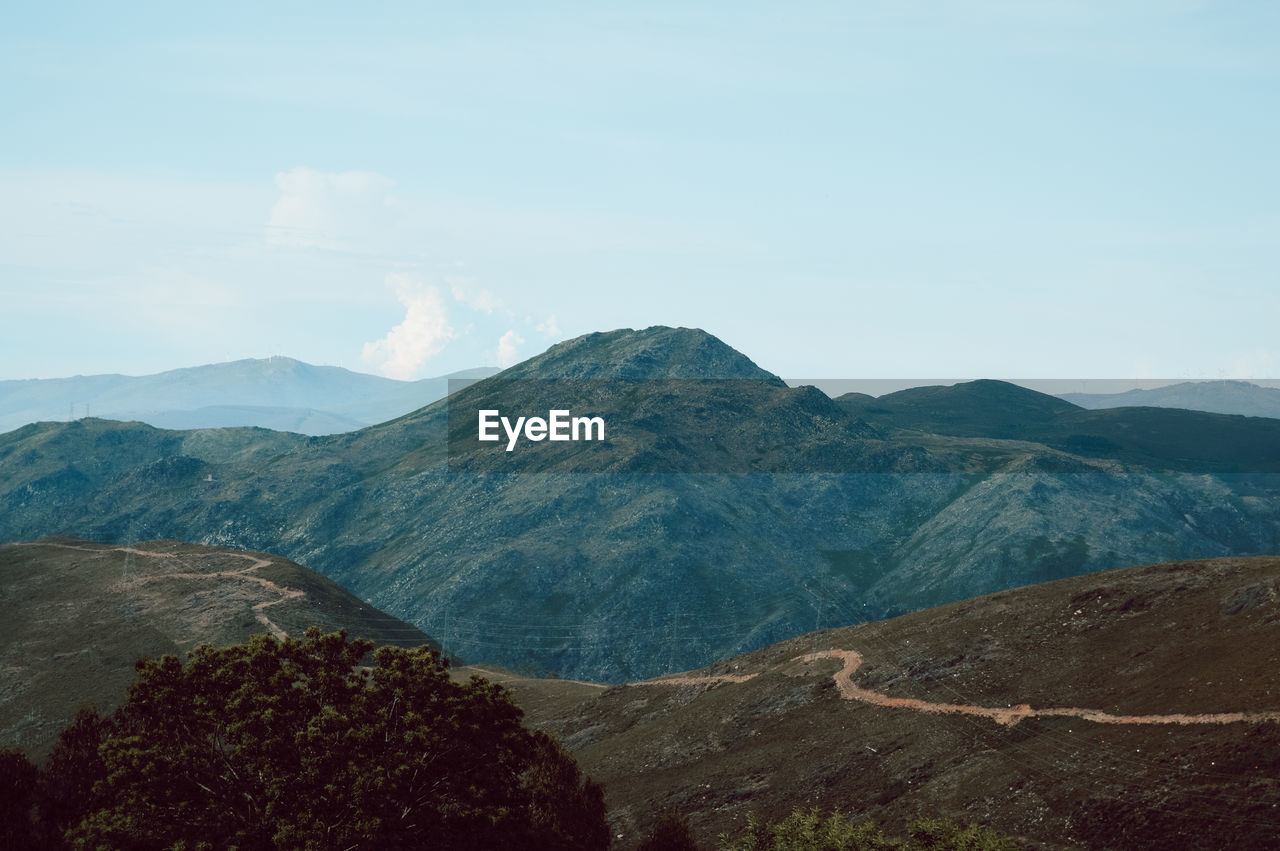 Scenic view of mountains against sky