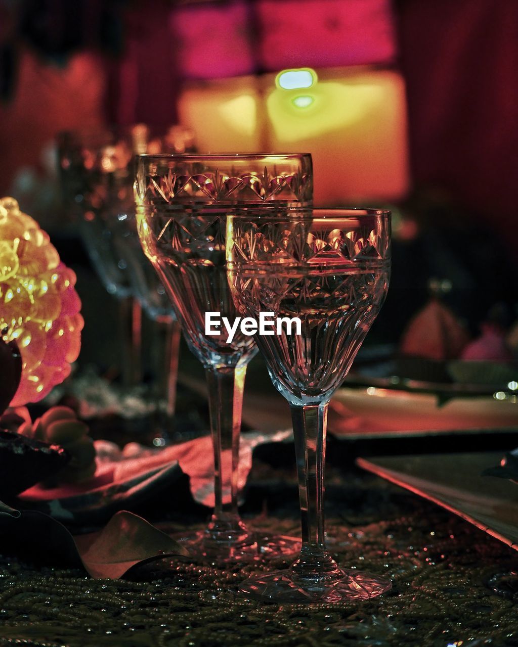 Close-up of wine in glass on table