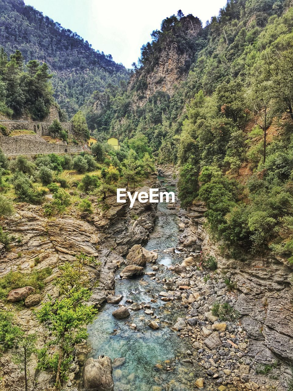 SCENIC VIEW OF RIVER AMIDST MOUNTAINS