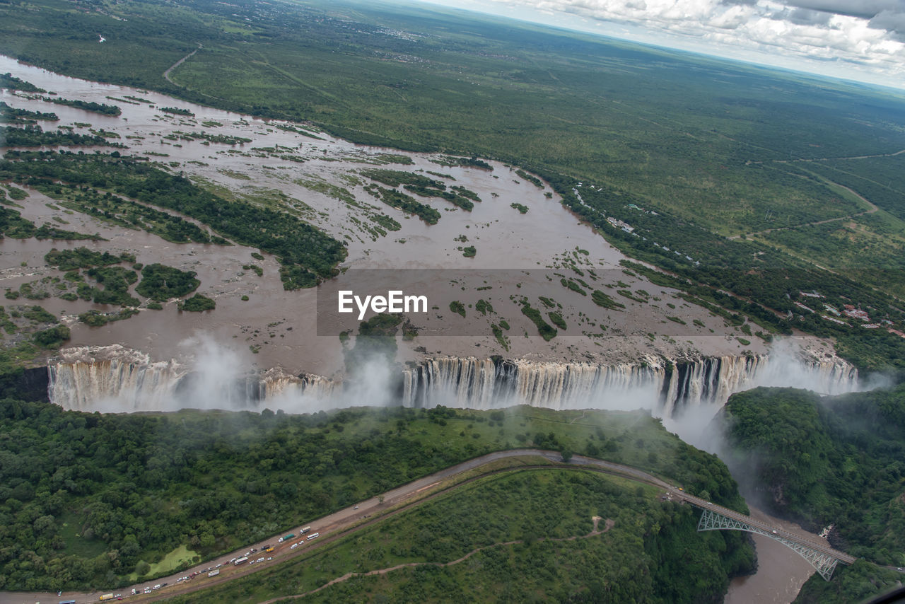 High angle view of land