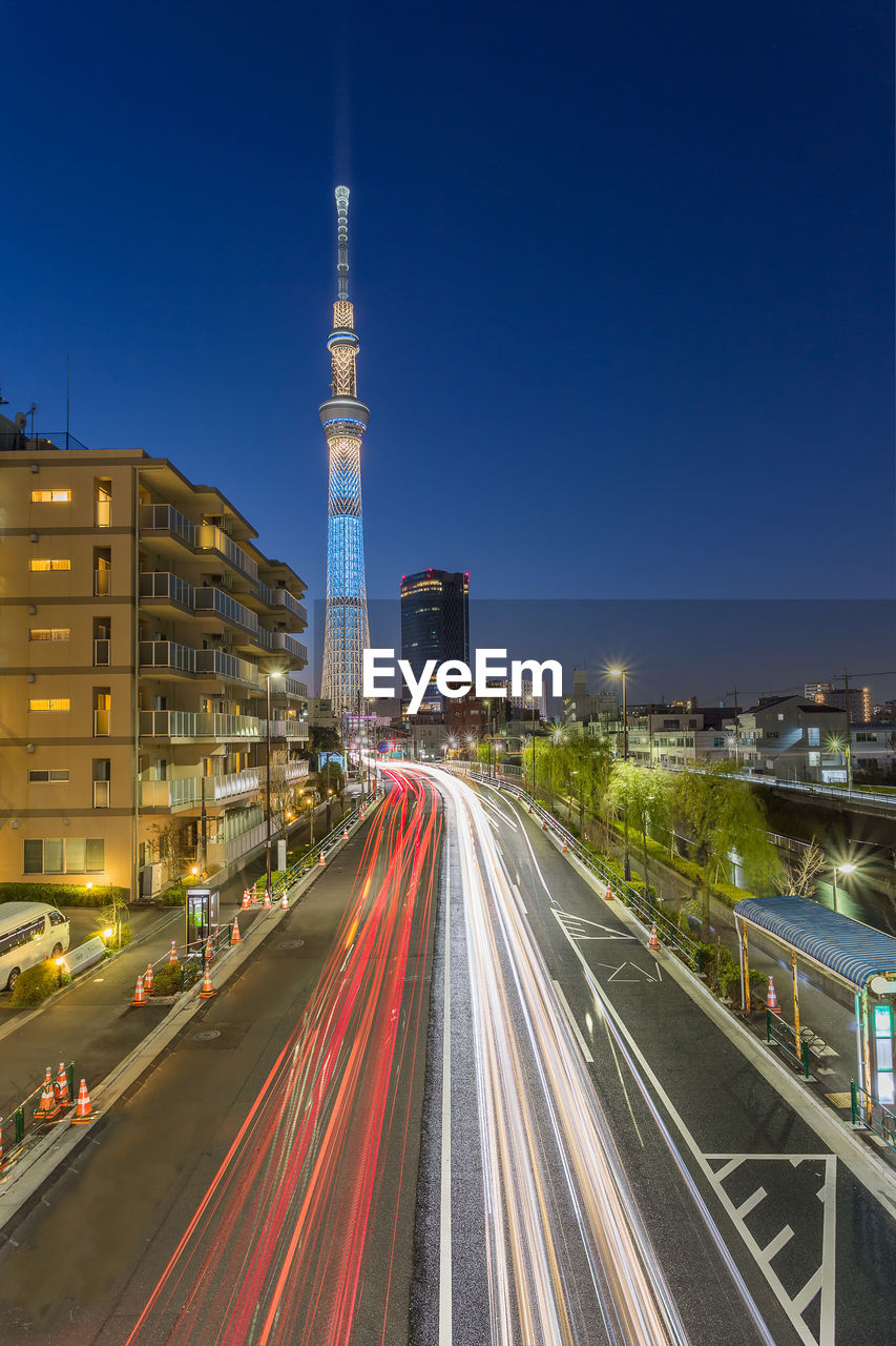 Light trails on city at night