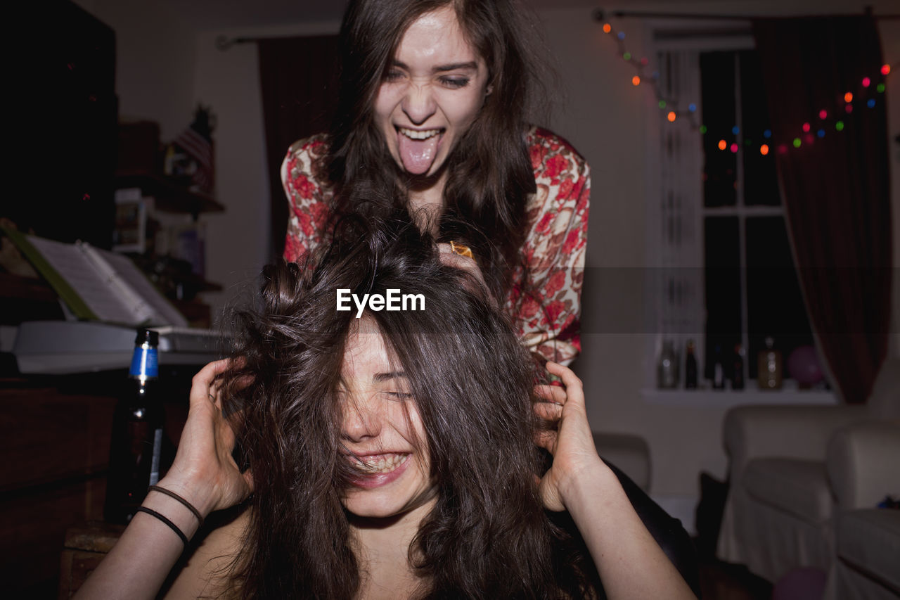 Young women at a party