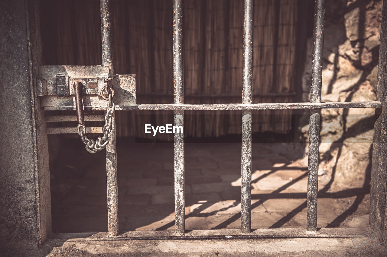 Chain on gate of hohennagold castle during sunny day at nagold