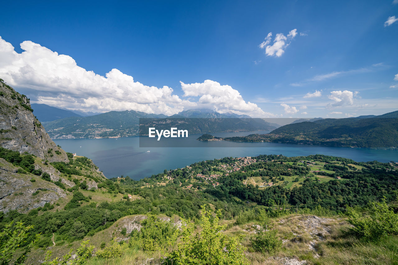 Panoramic view at lake como / lago di como in italy.