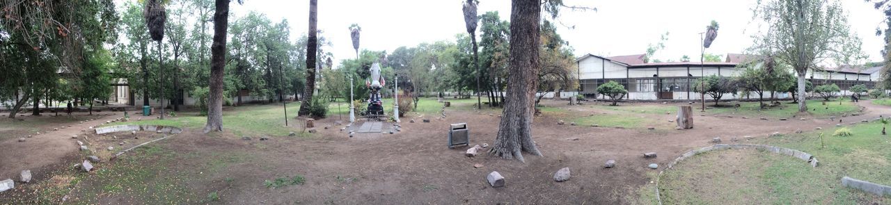 VIEW OF BUILT STRUCTURE WITH TREES IN FOREGROUND