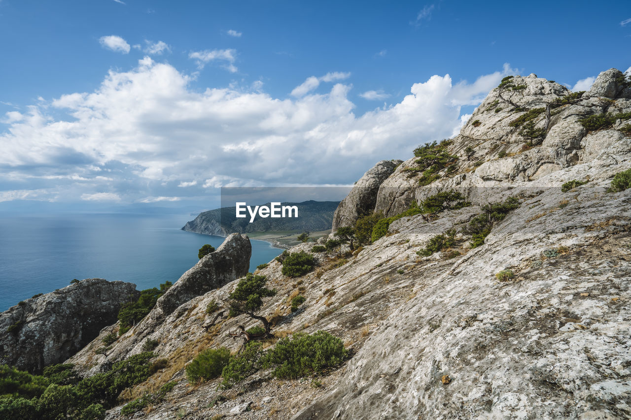 The evening sunset over the caraul-oba mountain, novy svet, crimea