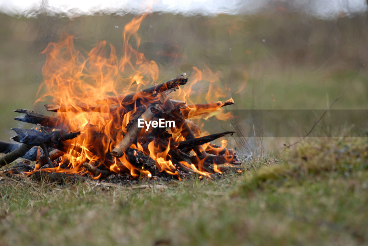 BONFIRE ON GRASS