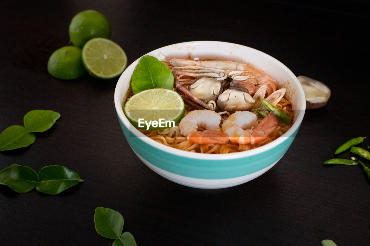 Instant noodles shrimp tom yum flavor.