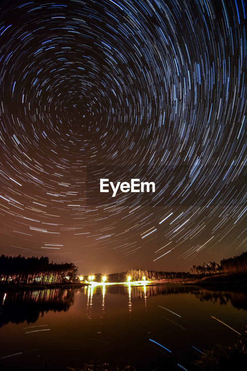 Star trails in sky at night