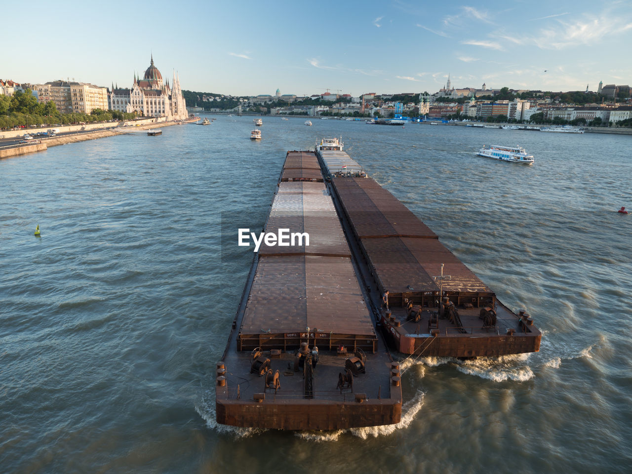 Panoramic view of boats in sea