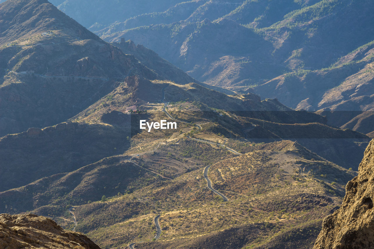 High angle view of mountains during foggy weather