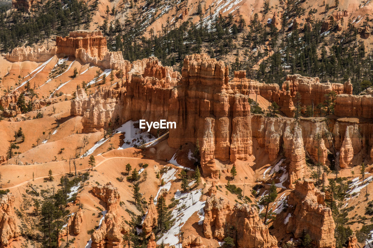 High angle view of rock formations