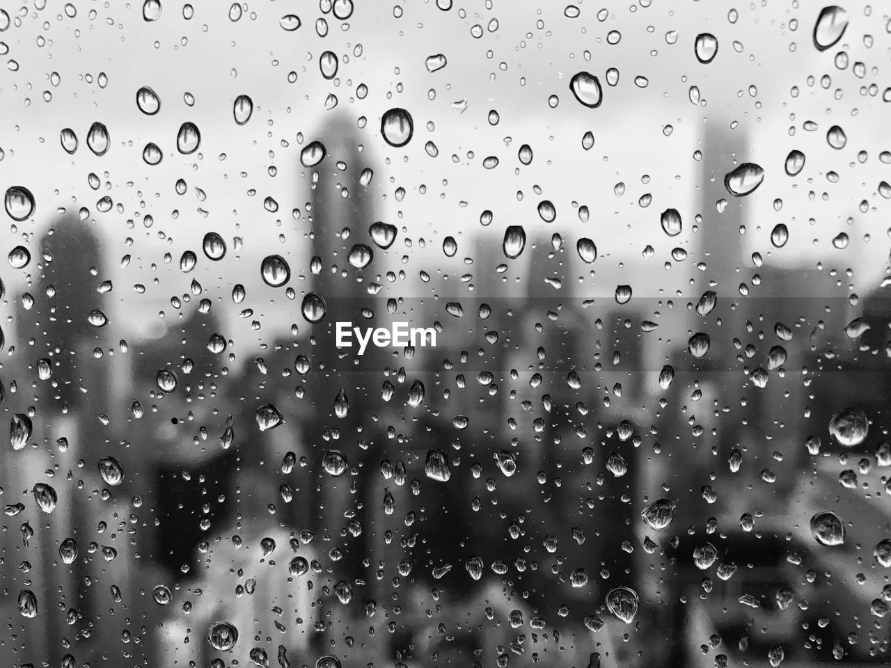 Close-up of wet window during rainy season