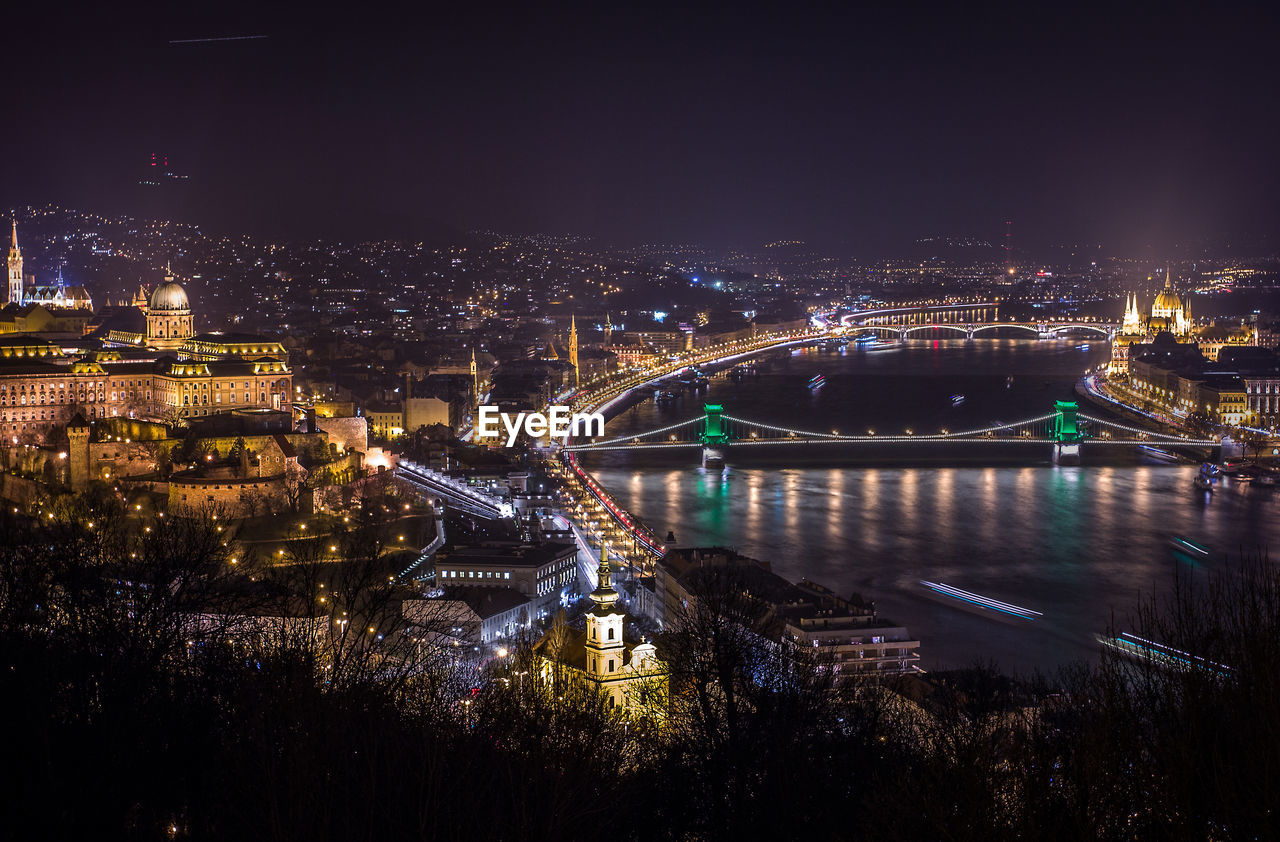 View of illuminated budapest city at night