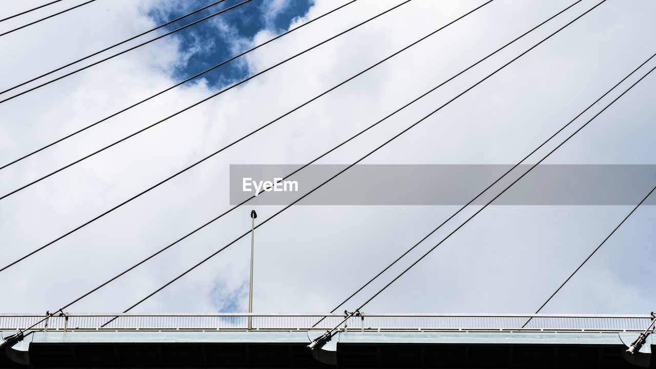 Low angle view of cables against sky