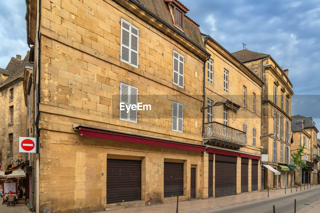 Street in sarlat-la-caneda historical center, france