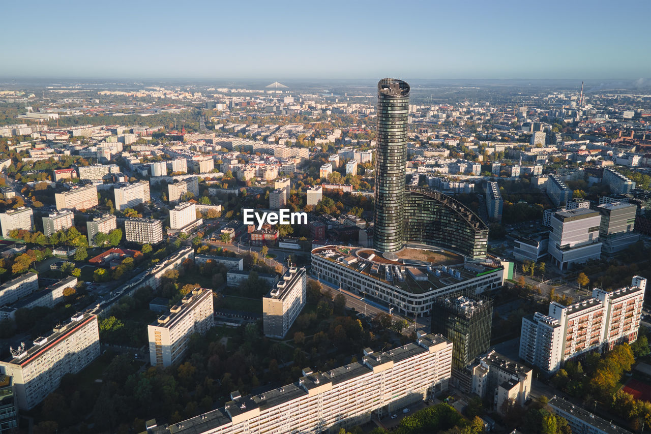 Panorama of wroclaw city in poland. european city architecture