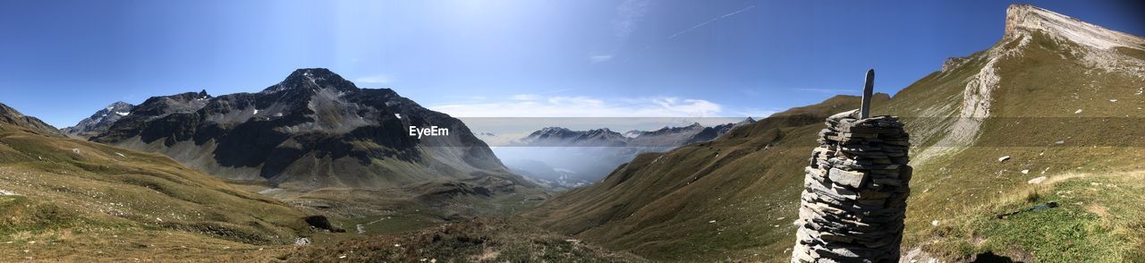 Panoramic view of mountains against sky