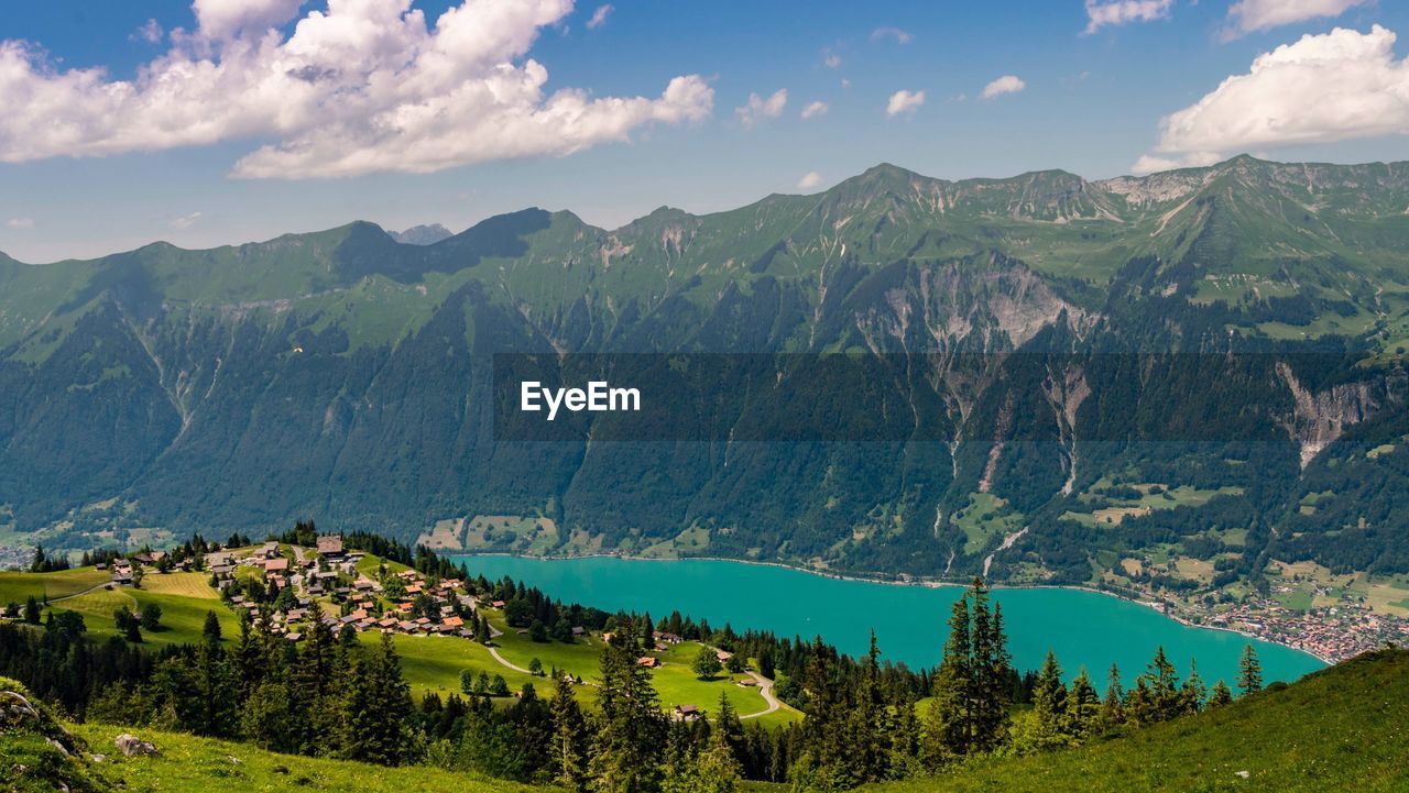 Panoramic view of landscape and mountains against sky