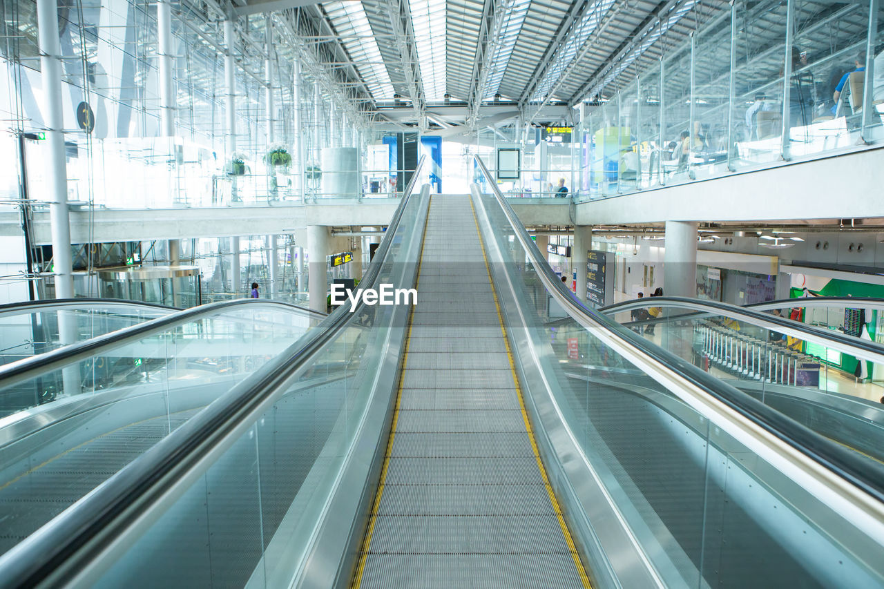 high angle view of escalator in subway