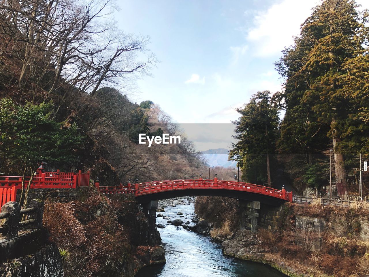 Bridge over river against sky