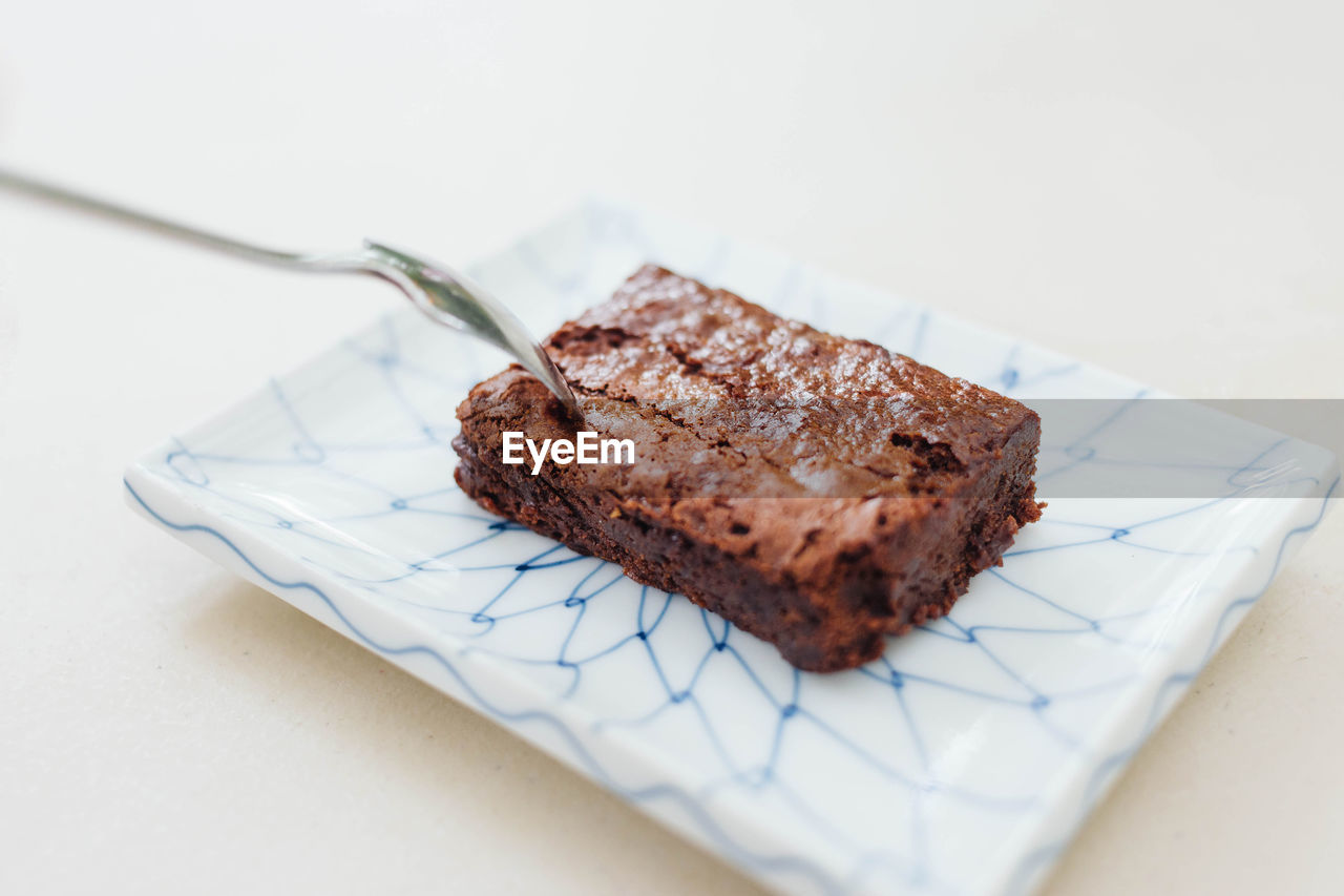 High angle view of dessert in plate
