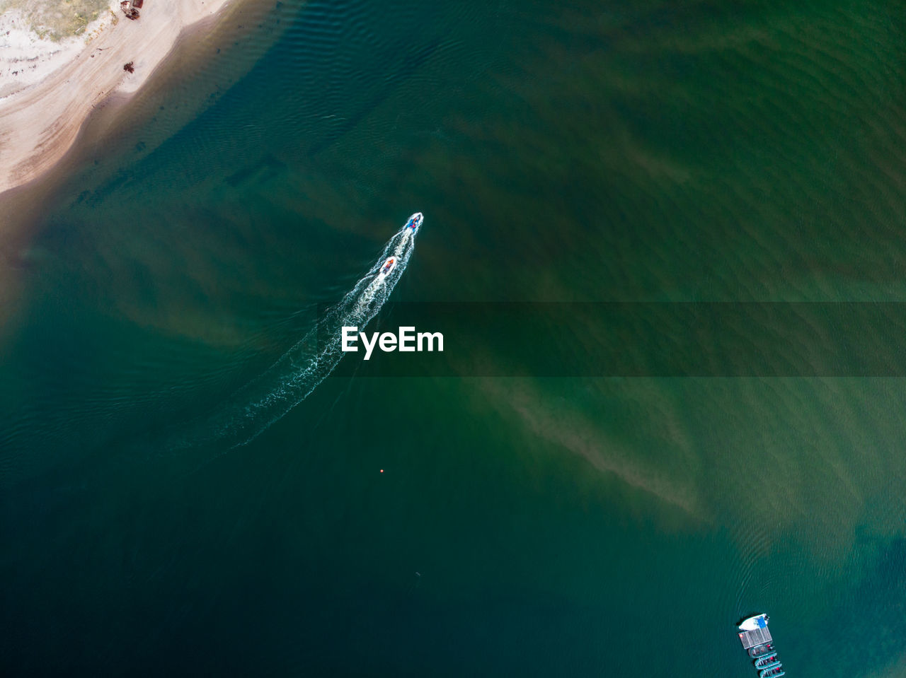 High angle view of a boat in sea