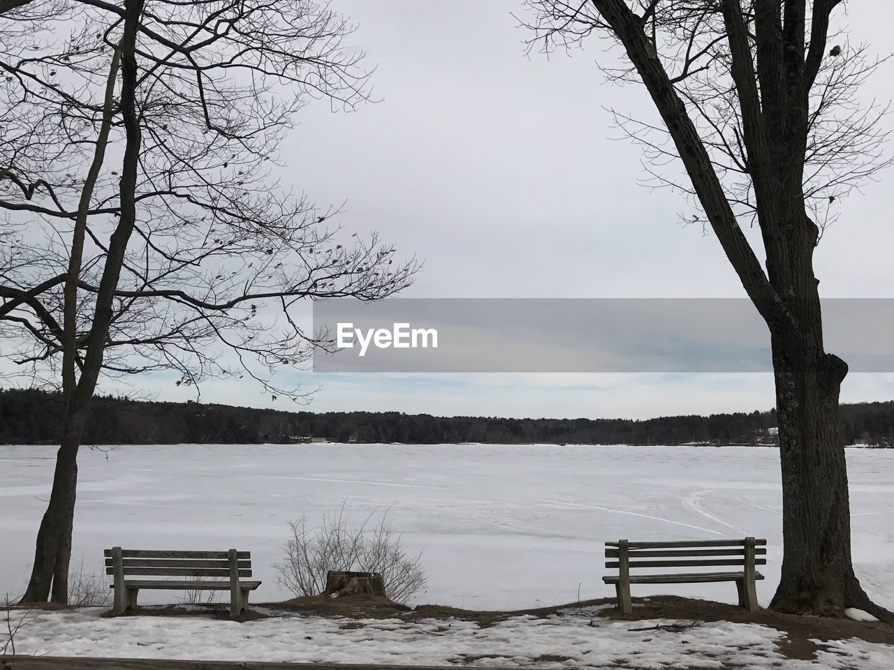 Scenic view of lake against sky