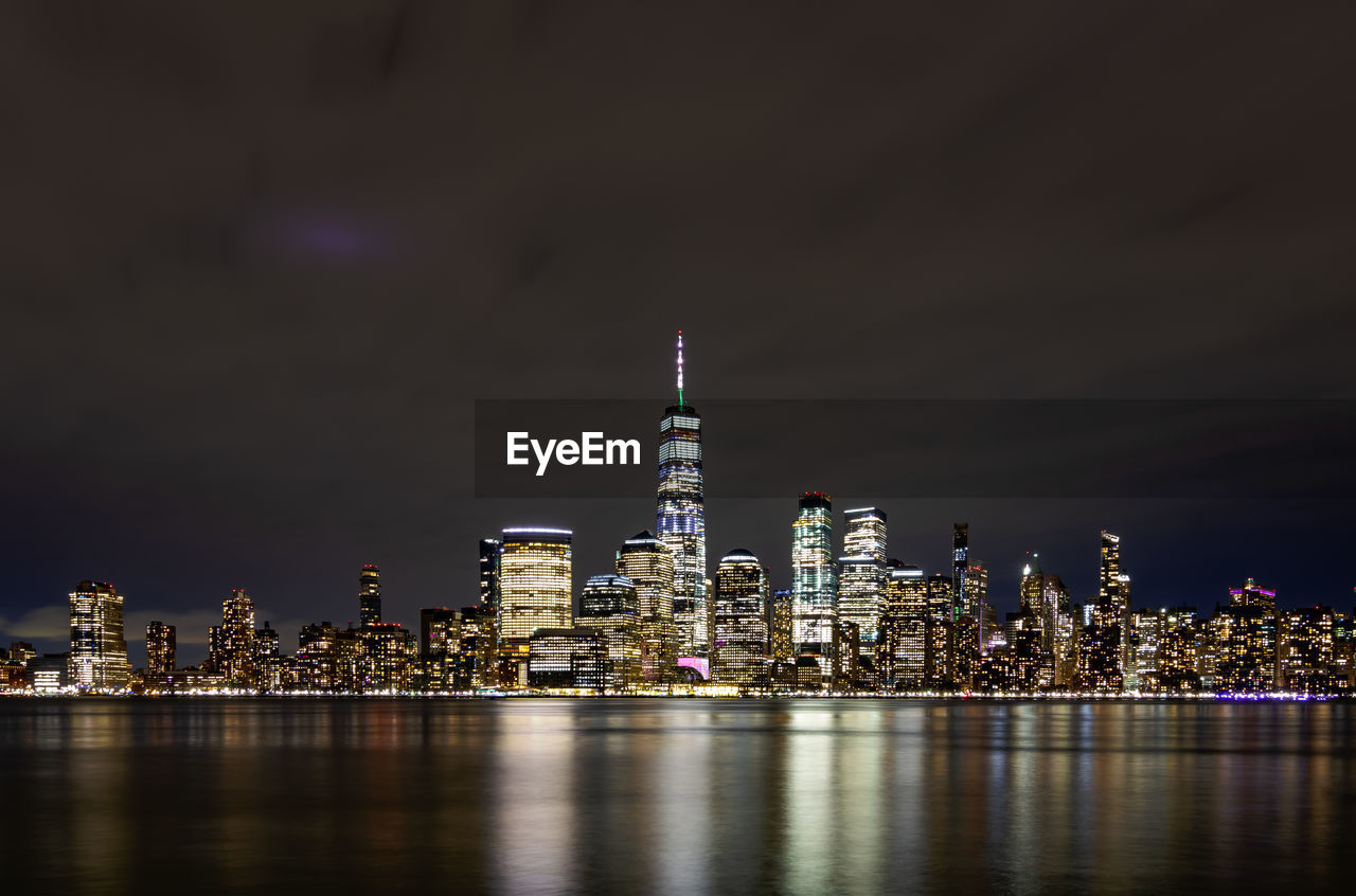 New york city skyline at night from across the hudson river