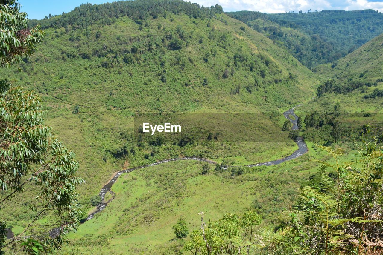 Scenic view of a river in the mountains at aberdares, kenya