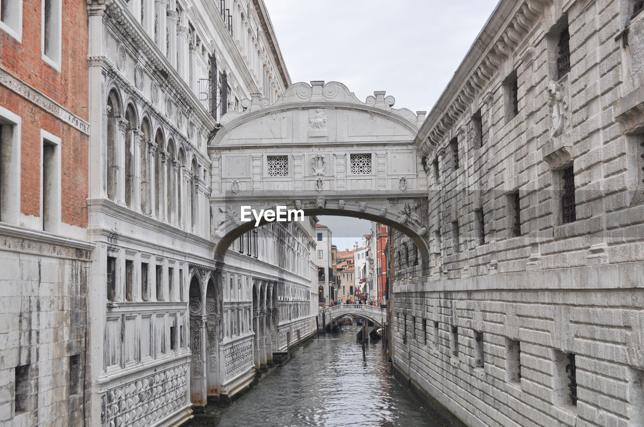 canal amidst buildings in city against sky