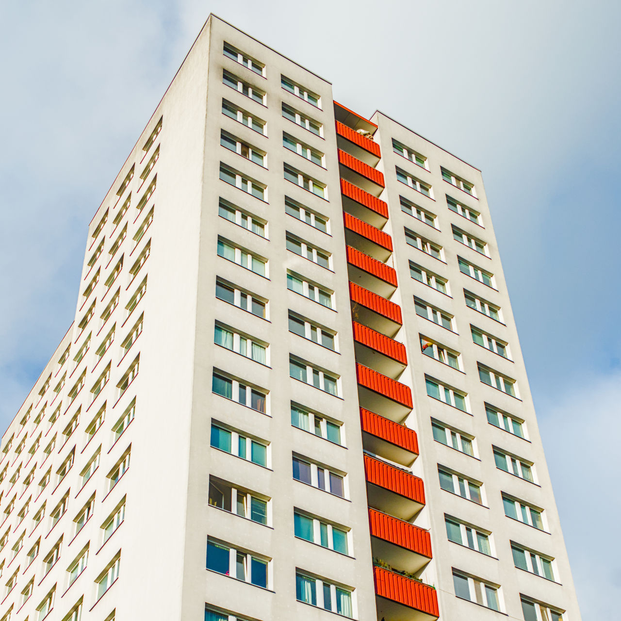 Low angle view of modern building against sky